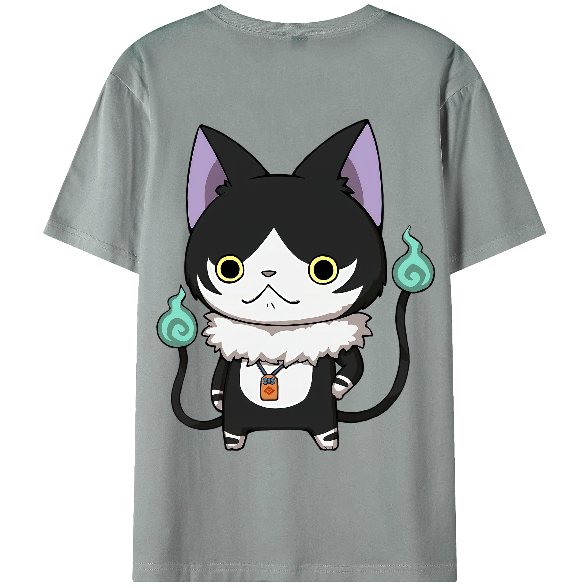 （画像用） 妖怪ウォッチ Yo-kai Watch 綿100％ メンズ半袖Tシャツ（バックプリント） 通気性